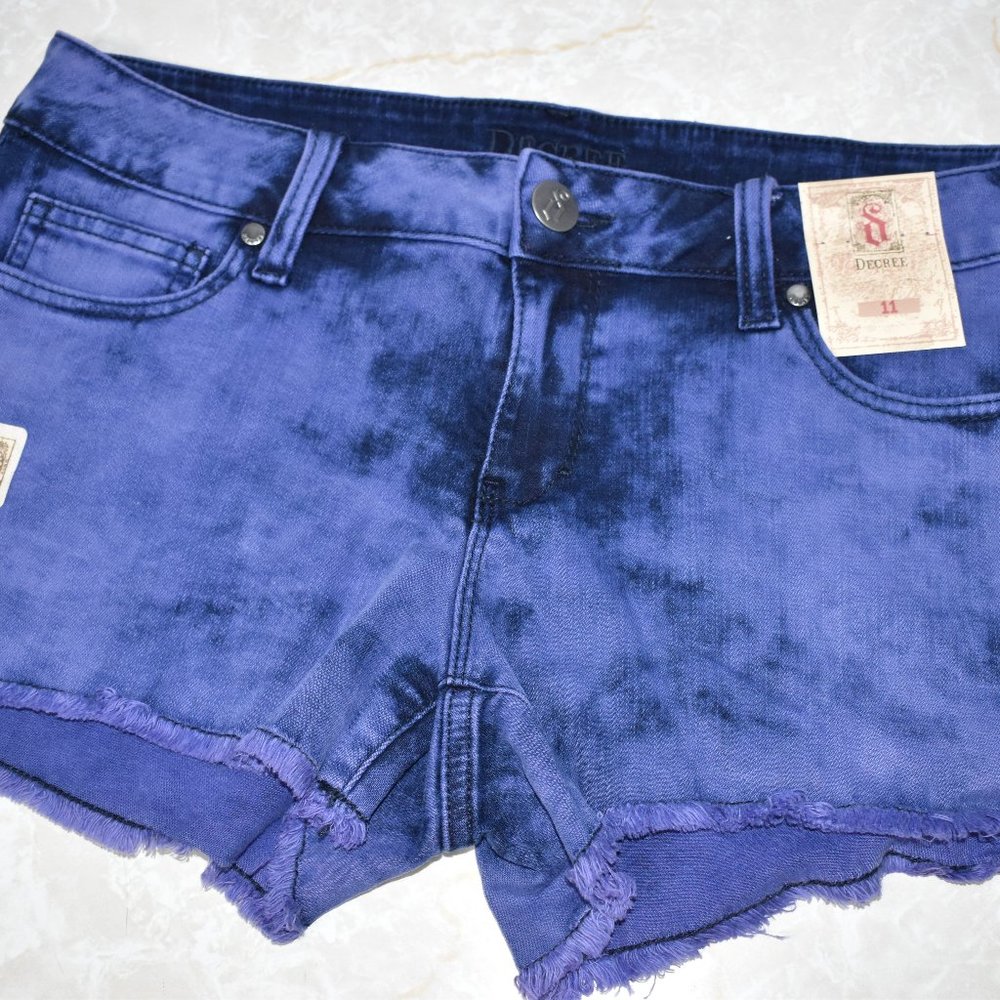 Decree Purple Tie Dye Denim Shorts New Raw Edge 11 - Picture 1 of 6